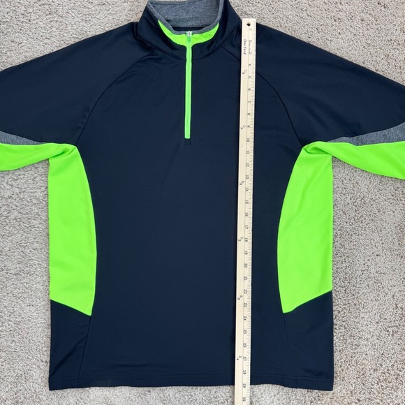 Antigua Golf‎ Pullover Desert Dry Men L Black Neon Green 1/4 Zip Shirt Athletic - Picture 6 of 10